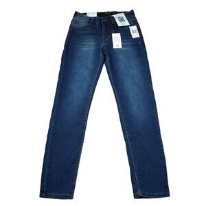 Curve Appeal High Rise Concealed Comfort Waist Skinny Jeans Size 2 26 Dark Blue